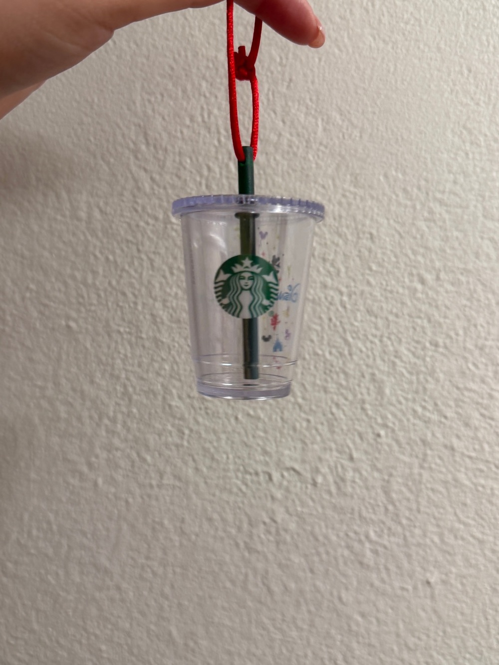 Disney Starbucks Clear Mini Cup Plastic Ornament